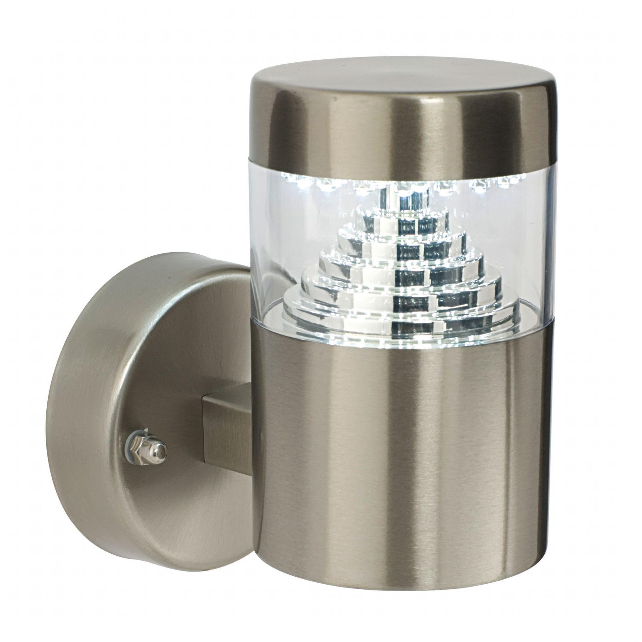 Saxby Pyramid 3.5W Brushed Stainless Steel IP44 Outdoor Garden LED Wall Light