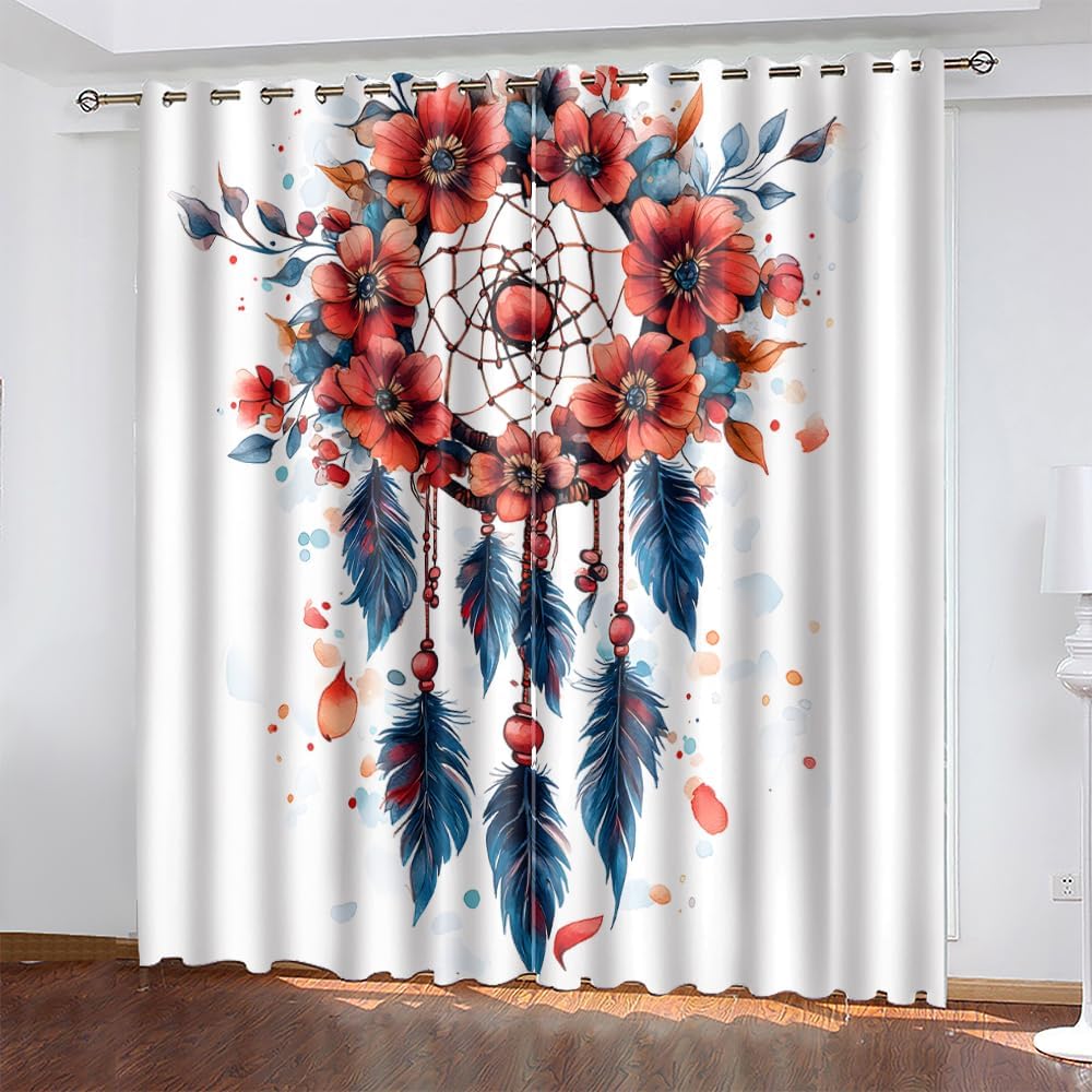 SZLYZM Blumen Vorhänge – Verdunklungsgardinen Mit Ösen, 2er Set 175x140 Cm