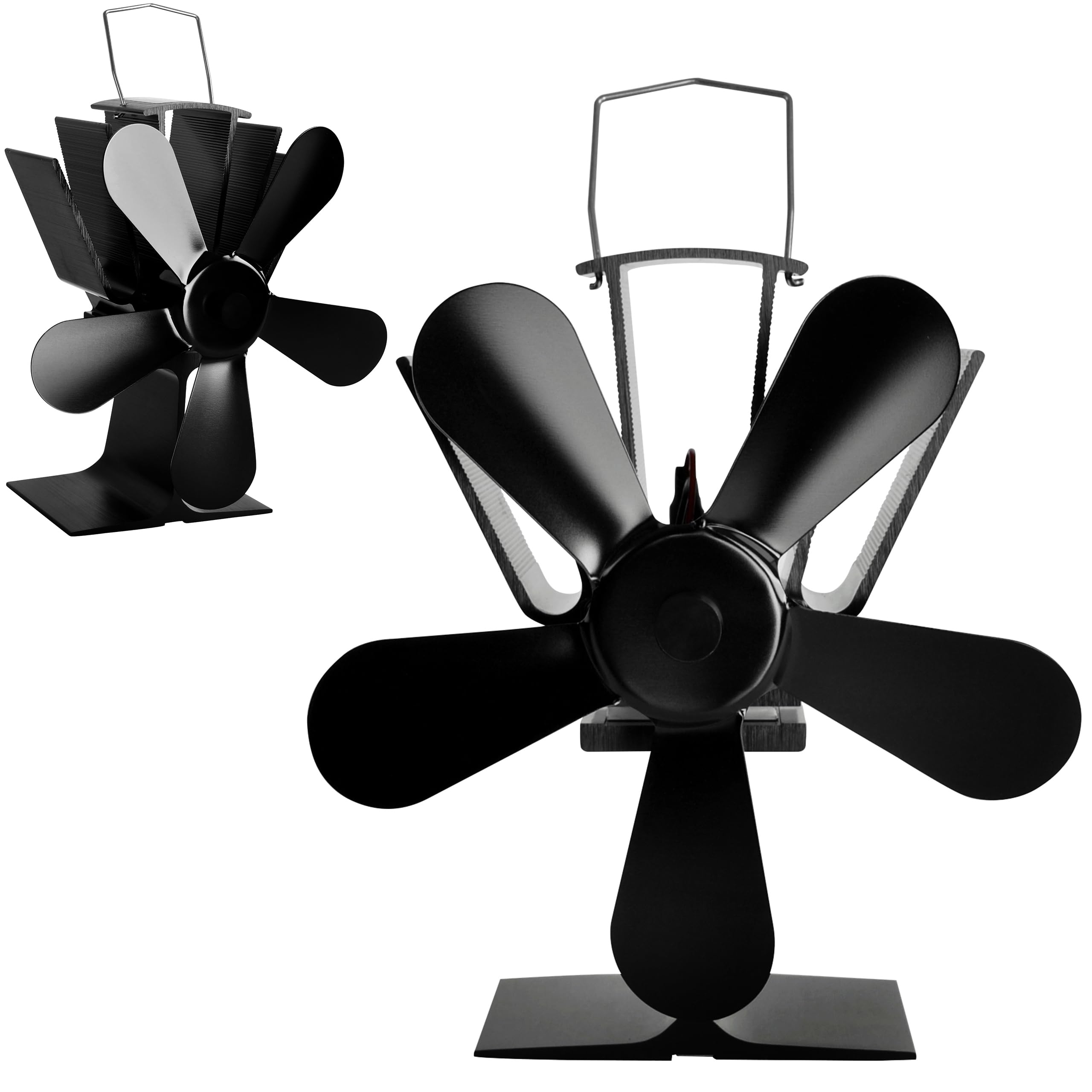 KAMINER Ventilatore termico senza corrente a 5 pale, resistente al calore, 60 °C a 345 °C, distribuzione silenziosa del calore 9596