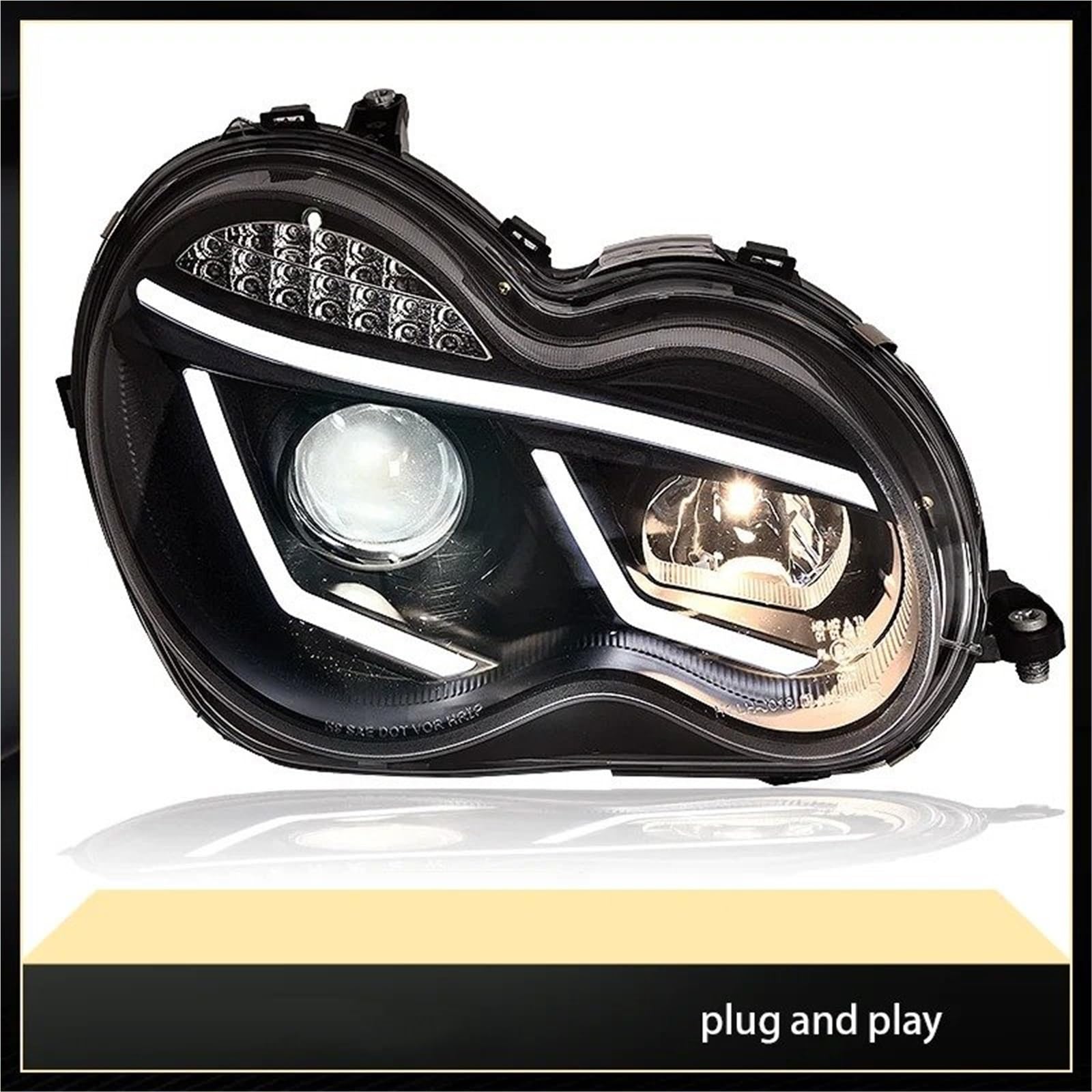 Faro Anteriore per Benz W203 C180 C200 C230 C240 C320 2000-2006, Design Classico Completo, Gruppo Ottico Anteriore (anabbaglianti e abbaglianti).