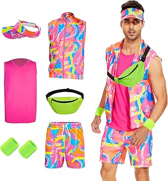 KDFJIEelf 80s Workout Costume for Men, Halloween Cosplay Couples Suit
