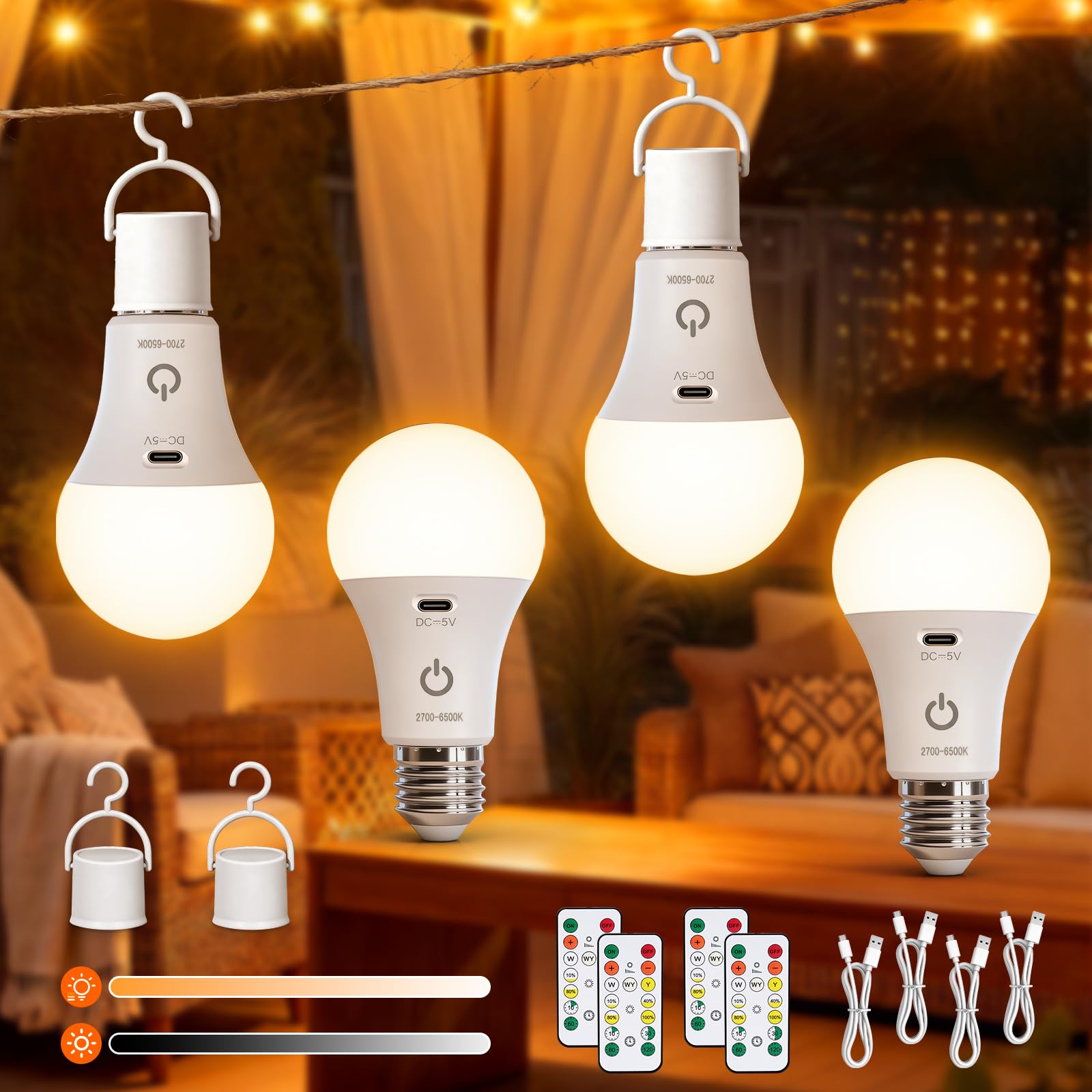 Ketom Glühbirne mit Fernbedienung, E27 Aufladbare Glühbirne mit Timer, 7W Wiederaufladbare LED Lampen, 3 Farben & Dimmbar, Drahtlose Dekorative Lampenbirne Notlicht Camping