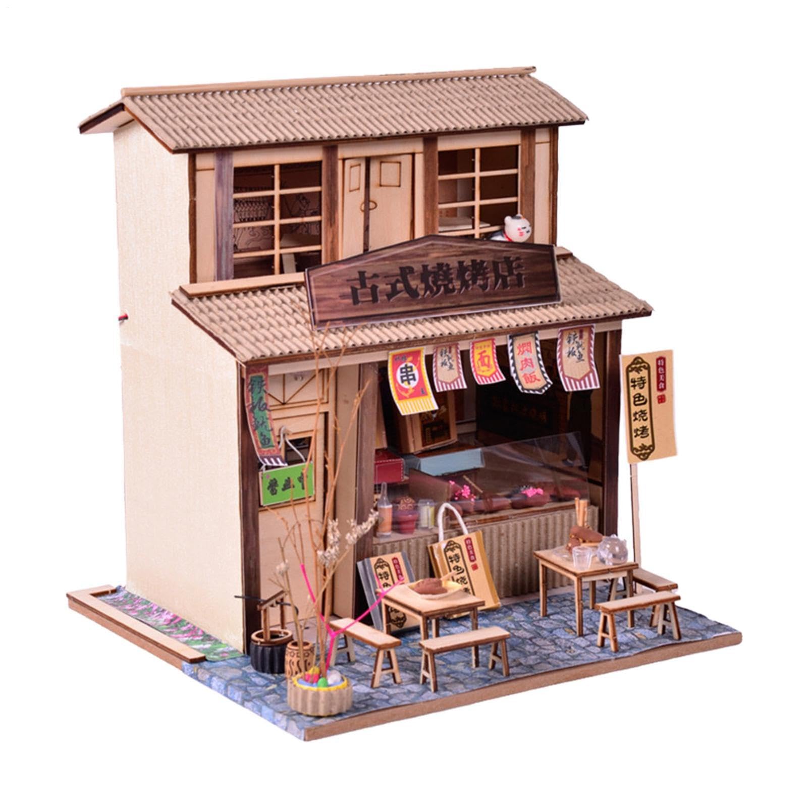 Kit de construcción en miniatura para adultos, minibarbacoa, restaurante