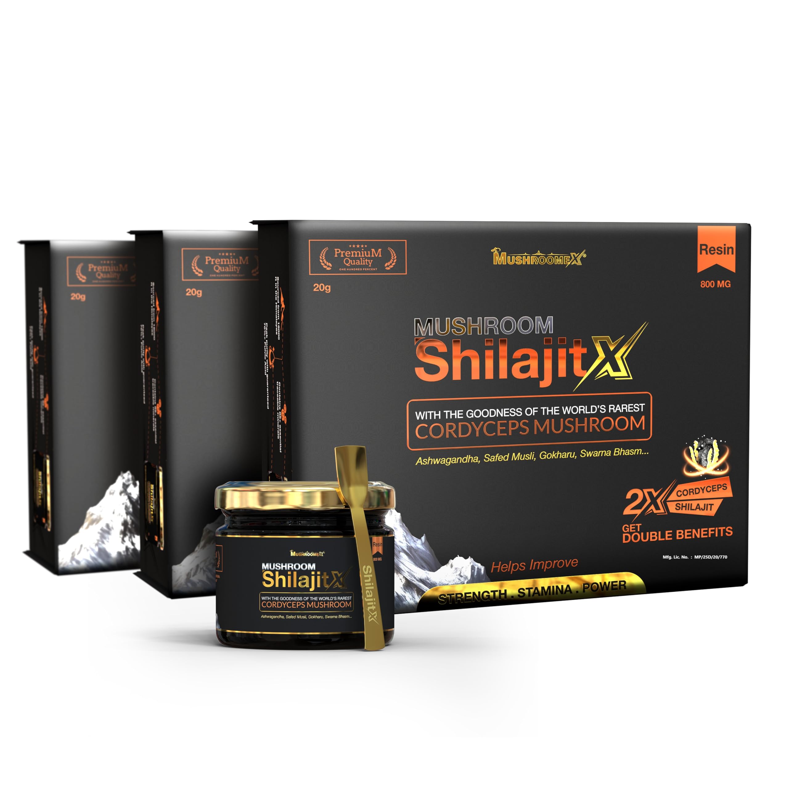 Mushroomex Shilajit Gold Resin - 20g | Helps in boosting Stamina | Shilajeet Ashwagandha resin with Cordyceps Mushroom, Swarna Bhasma | Testosterone, Performance, Power Booster (pack of 3) (B0DCJR3MQJ) Amazon Price History, Amazon Price Tracker