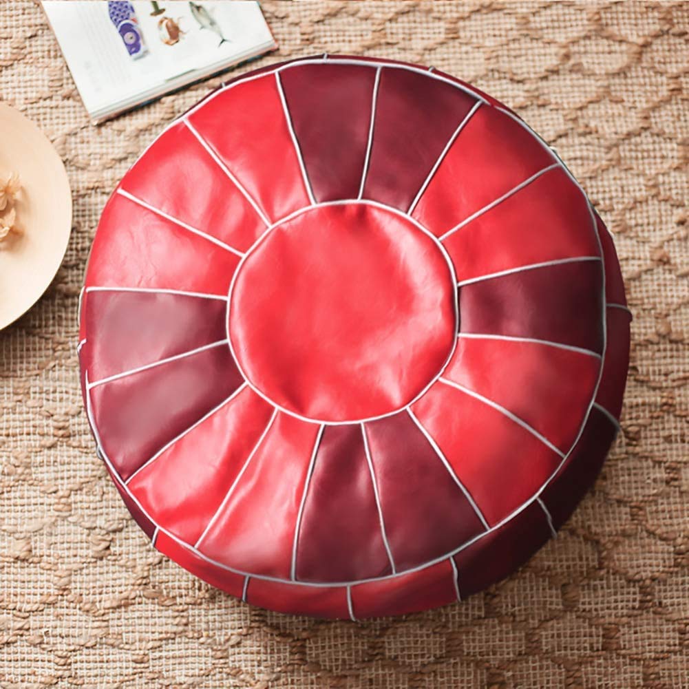 Repose-pieds marocain en tissu rouge de 50 x 35 cm, pouf ottoman pour salon
