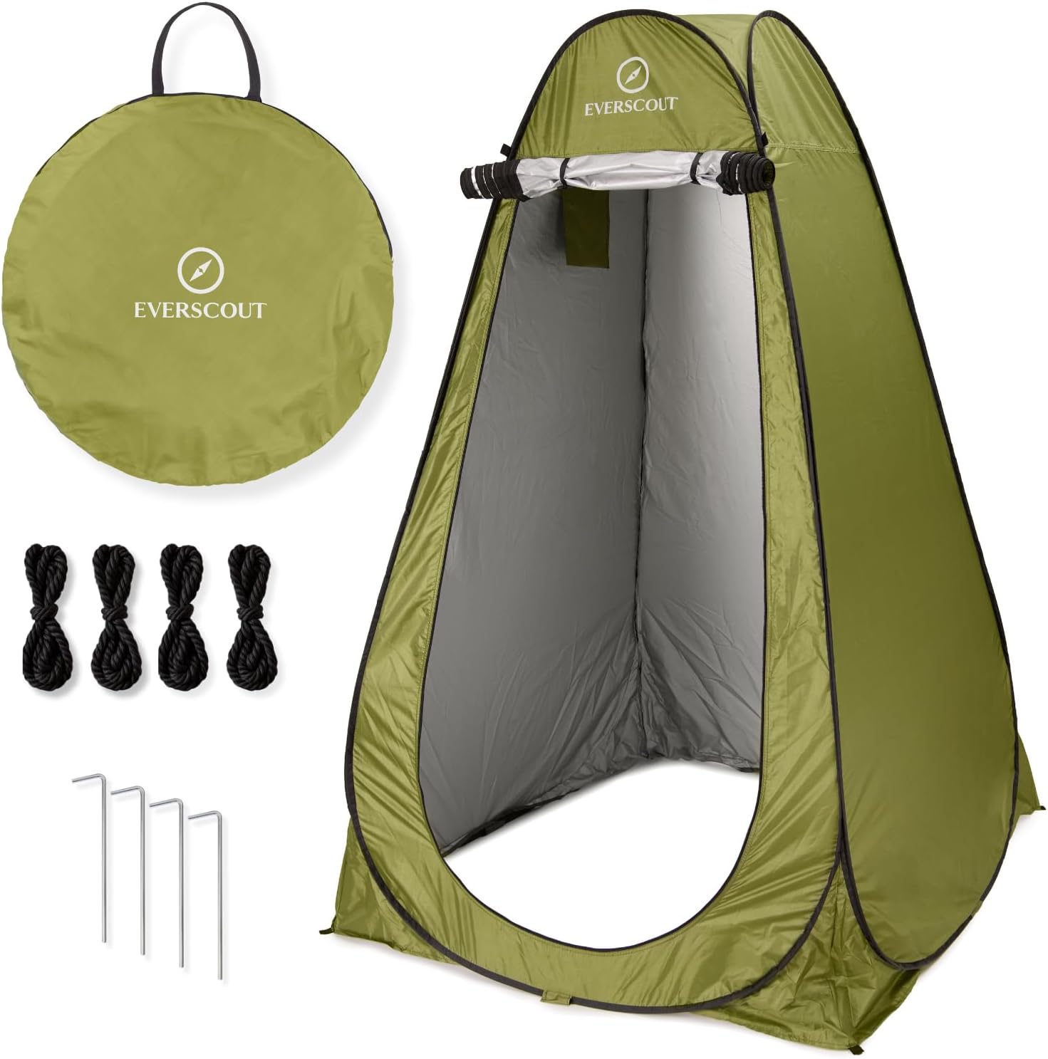 Portable Pop-Up Privacy Tent  Green. Outdoor Shower, Toilet, and Changing shelter. Water-Repellent, Compact, UV-Protective. Ideal for Camping, Beach, Hiking, and Festivals. Carry Bag Included