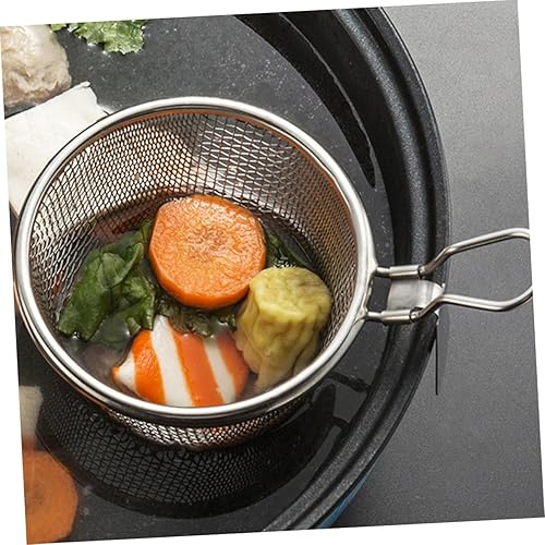 Miniatura 4 de Colador de acero inoxidable para freír, aceite de araña, colador de pasta ranurada, malla para pasta, cesta de cocina, fideos calientes, 2 uds