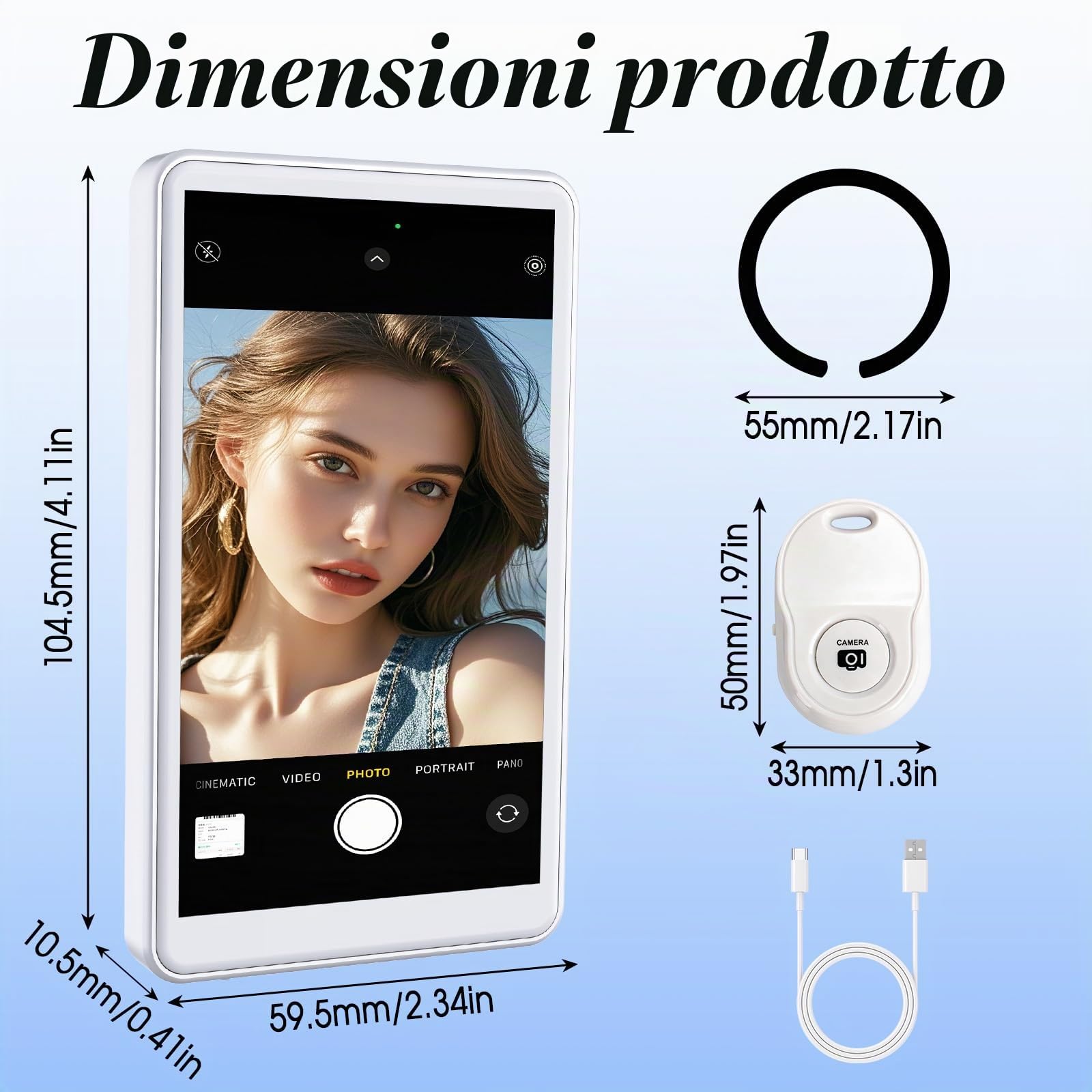 Schermo per Selfie Phone, Telecomando, Nero Magnetico Telefono Vlog Selfie Monitor Schermo, Vlog Selfie Monitor Schermo 4K con Gamma 20-30M, Batteria 4H, Altoparlante Integrato