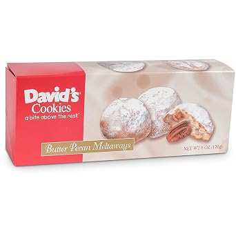 Davids Cookies Gourmet Butter Pecan Meltaway Singles - Gourmet Cookie Snacks With Crunchy Pecans and Powdered Sugar - Pure Creamy Butter Recipe - Delicious Heavenly Flavors Food Gift 6 Oz