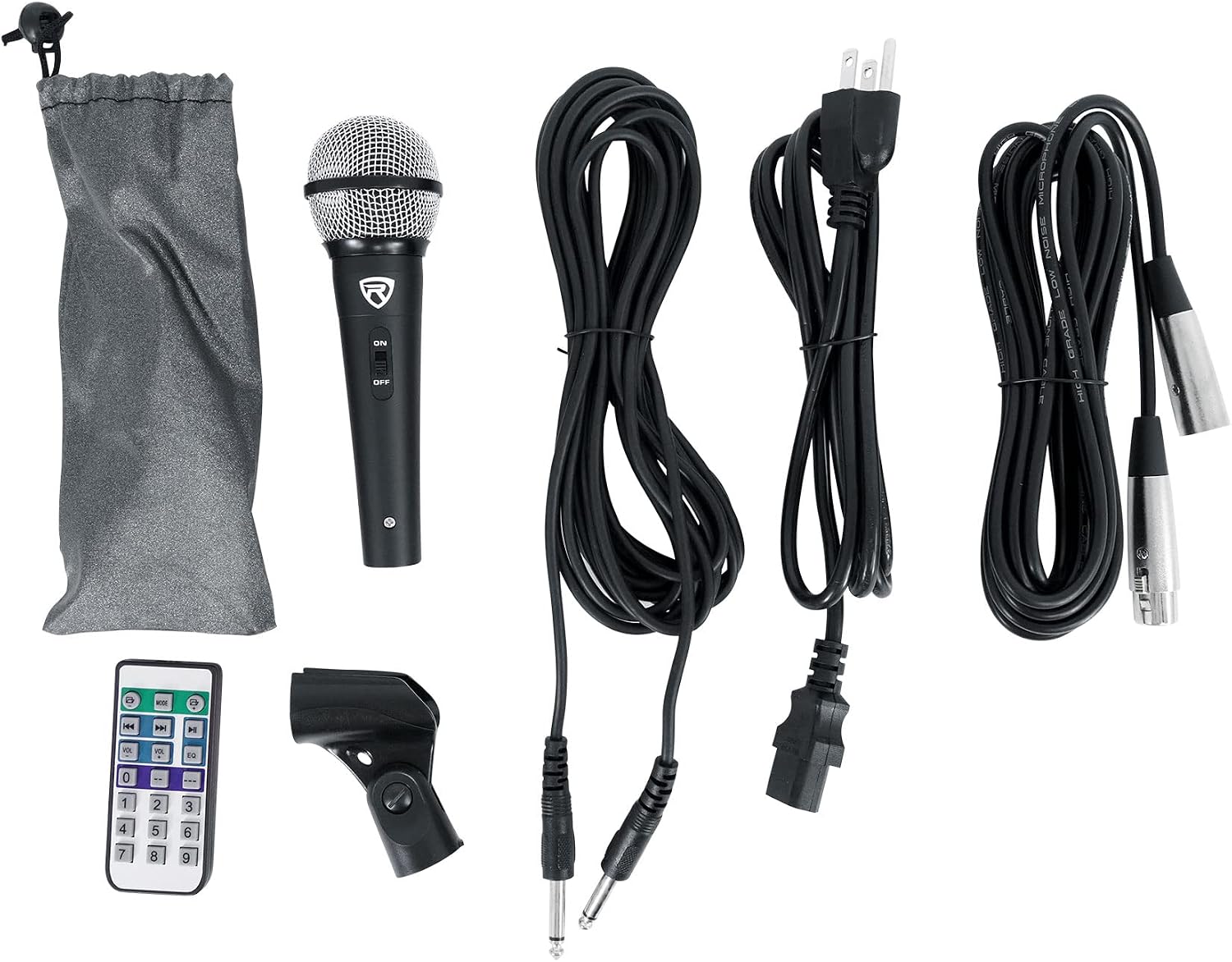 Rockville RPG122K Bundle: Dual 12-in Powered Speakers with Bluetooth, Microphone, Stands, and Cables, RVSS4A Zippered Heavy-Duty Carry Bag with Handles for Speaker Stands, 2-Items