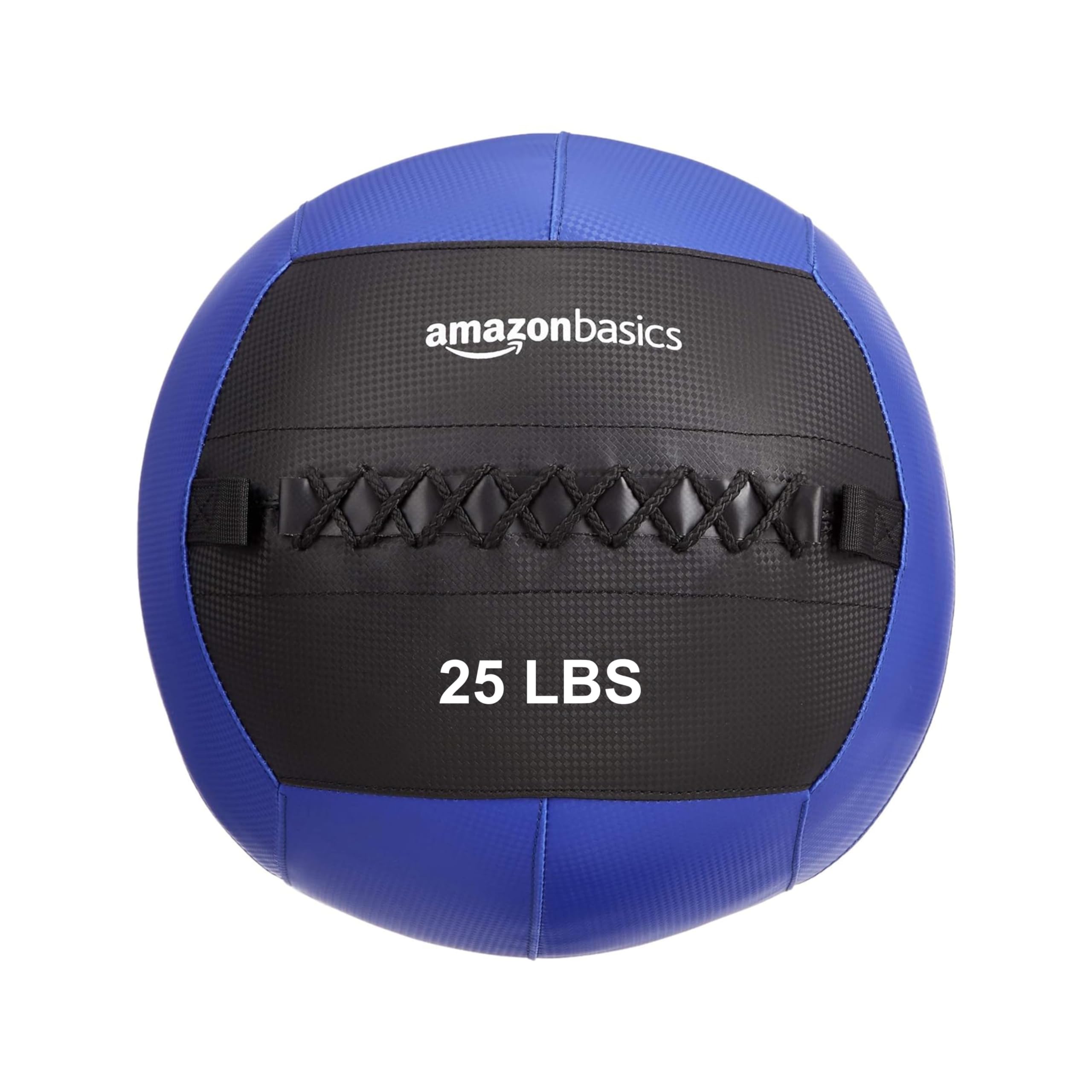 Amazon Basics Leather Wall Ball (25 lbs) | PVC Leather | Medicine Ball | PP Material | Core Strengthening | Smooth Grip | Blue + Black Color