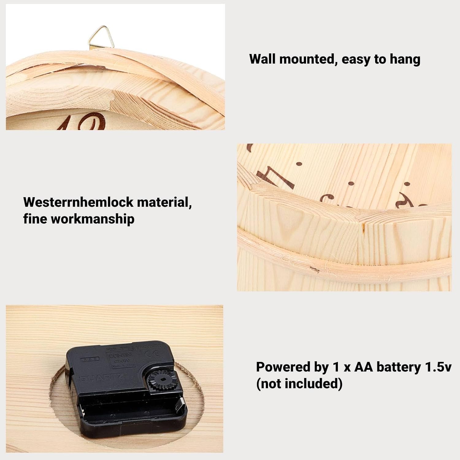 Niiyen Wooden Sauna Clock Steam Room Timer- Simple Wall Timer Sauna Accessory for Home Spas Decor - Analog Clock