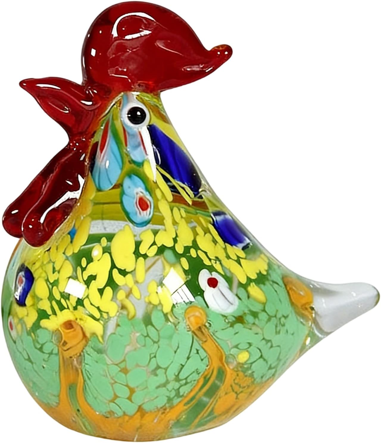 Multicolor Glass Rooster Sculpture Colored Glaze Animal Figurine for Living Room Decoration Collectible Gift Artisanal Craft Glass Rooster Figures Colorful Animal Miniature Figurine Decors