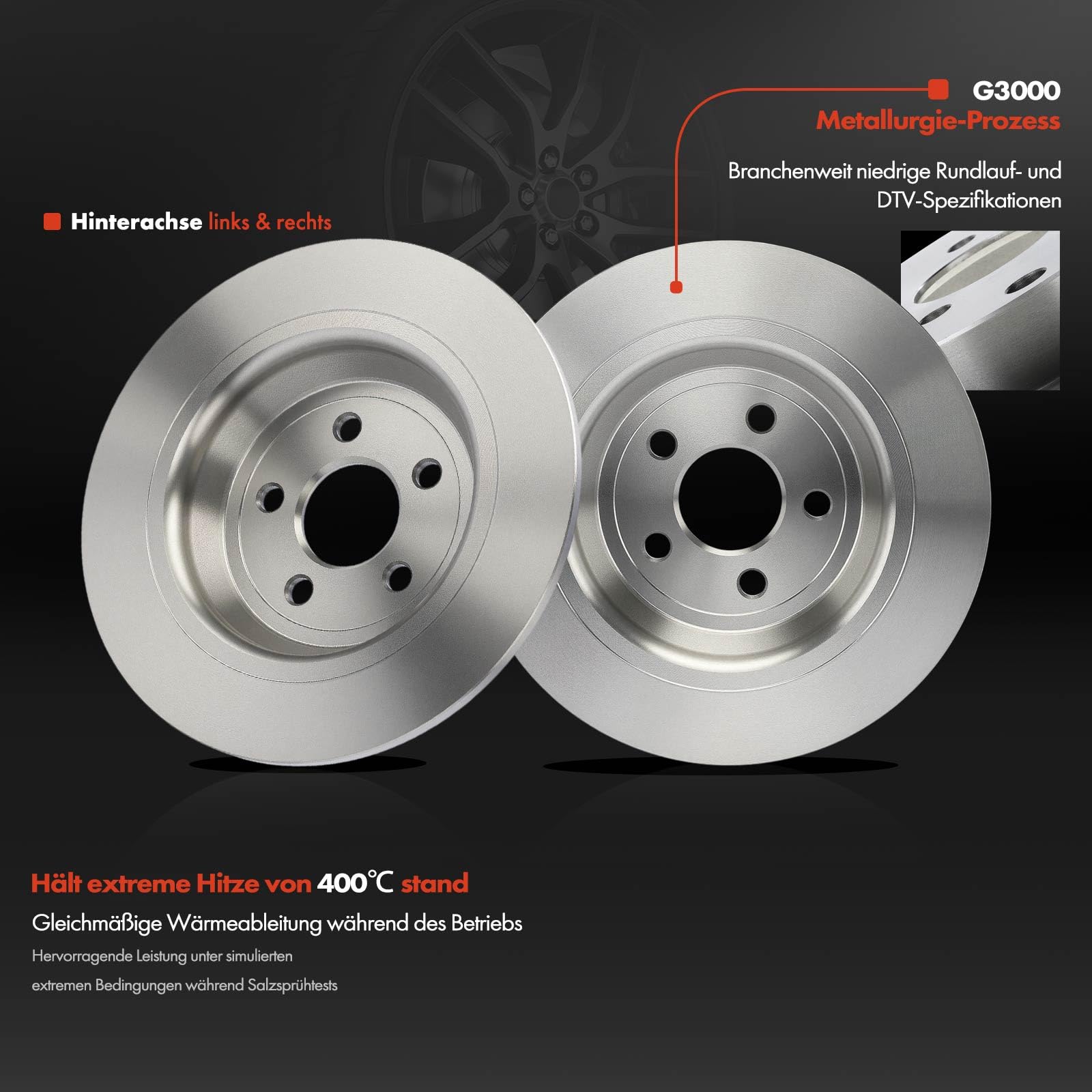 Frankberg Klocki hamulcowe, tarcze hamulcowe, kompatybilne z Galaxy 2015-2025 Rear Brake Rotors + zestaw 2 par zamienników KTJ1GC2M007AA