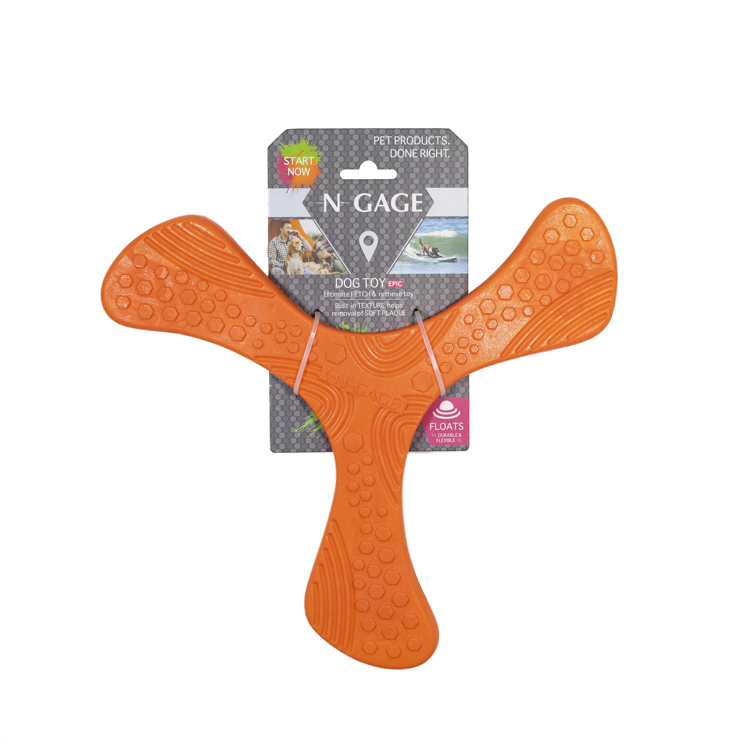 Rosewood N-Gage Propeller Regular, Tough Dog Toy, Interactive Toy, Orange