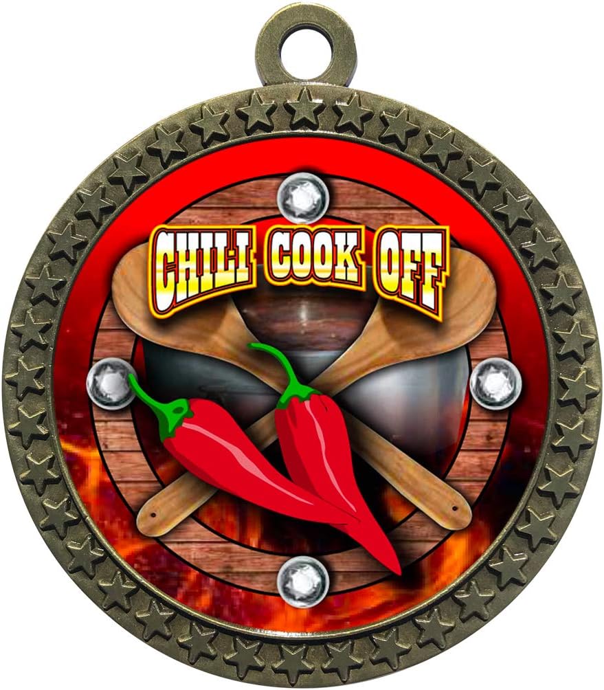 Express Medals 1 to 50 Packs Chili Cook Off Gold Medal Trophy Award with Neck Ribbon STDD212-FCL437