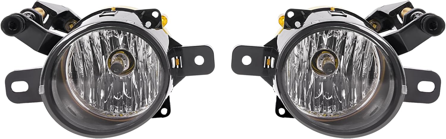 HECASA Pair Fog Light&Bezel Compatible with 2010-2016 Cadillac SRX Replacement for GM2592301 GM2593301 GM1038125 GM1039125 Fog Lamp Trim Cover Clear Lens Black Bezel - Driver&Passenger Side