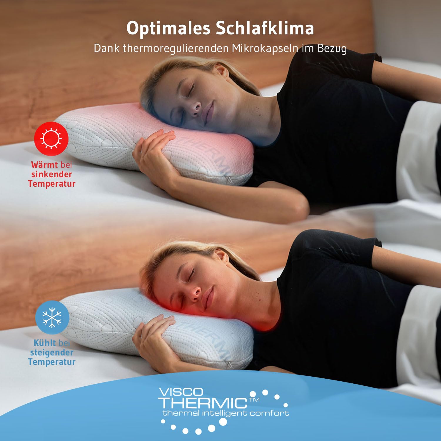 Seitenschläferkissen ACAMAR für erholsamen Schlaf, Vom Regenerationspartner des DSV Olympia Teams 2024, Schmetterlings-Kissen mit Thermo Bezug für Seitenschläfer, Ergonomisches Memory Foam-Kopfkissen