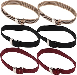 NIYANGLE 3 Pares Bandas Elásticas Ajustables para Brazos Soporte Antideslizante para Mangas de Camisa Unisex para Fitness Running y Diario Colores Negro Burdeos y Beige con Rayas
