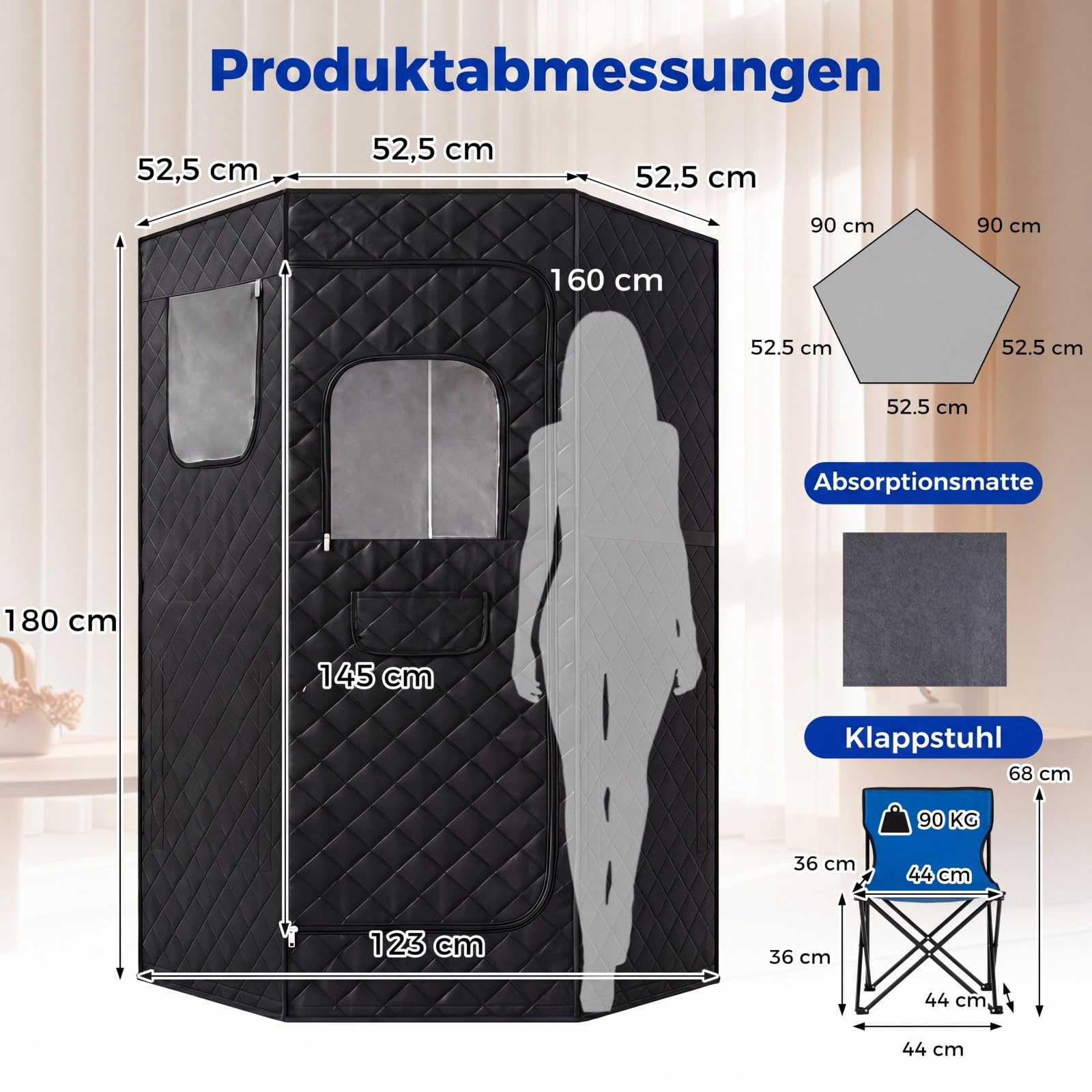 COSTWAY Sauna na podczerwień, składana, namiot do sauny z 6-stopniowym