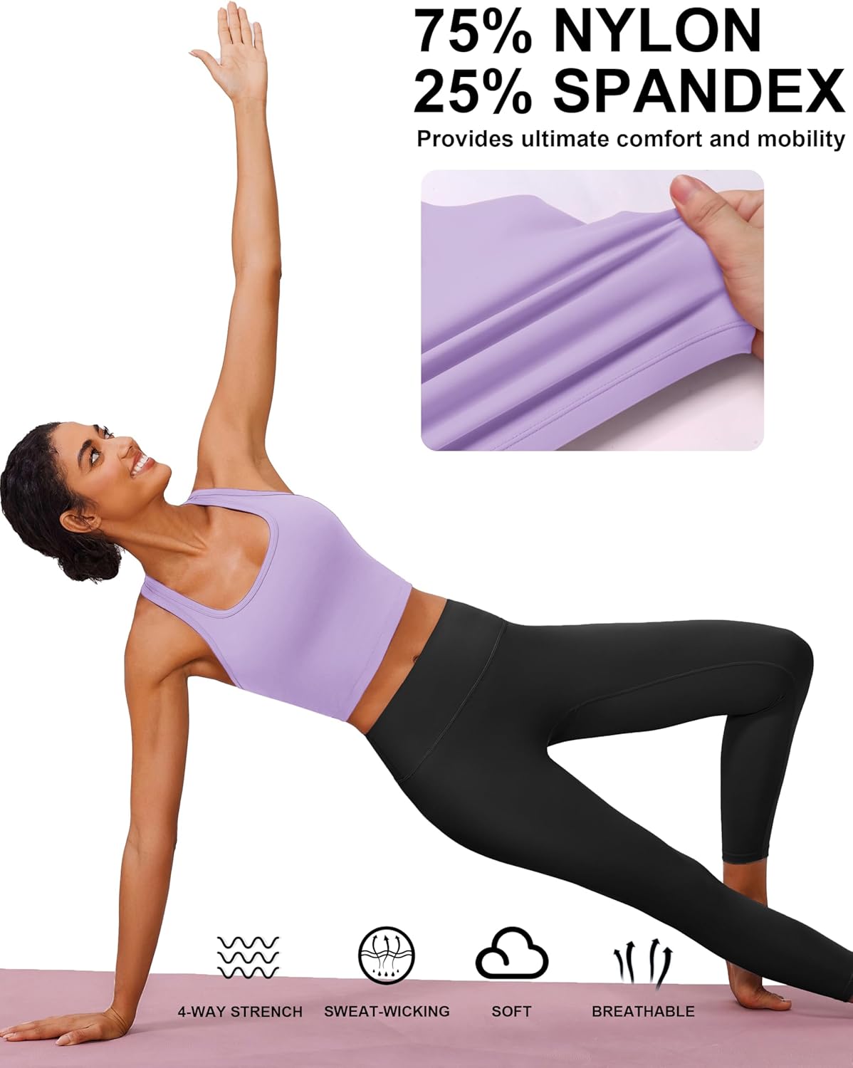 PINSPARK Racerback Crop Tank Tops for Women Longline Padded Sports Bra Scoop Neck Workout Yoga Top - Image 3