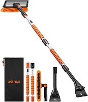 Vista 1 de AstroAI 62.4" Ice Scrapers for Car Windshield, 3 in 1 Sturdy Snow Brush with Squeegee, 10 Adjustable Length Settings, Extendable Aluminum Handle
