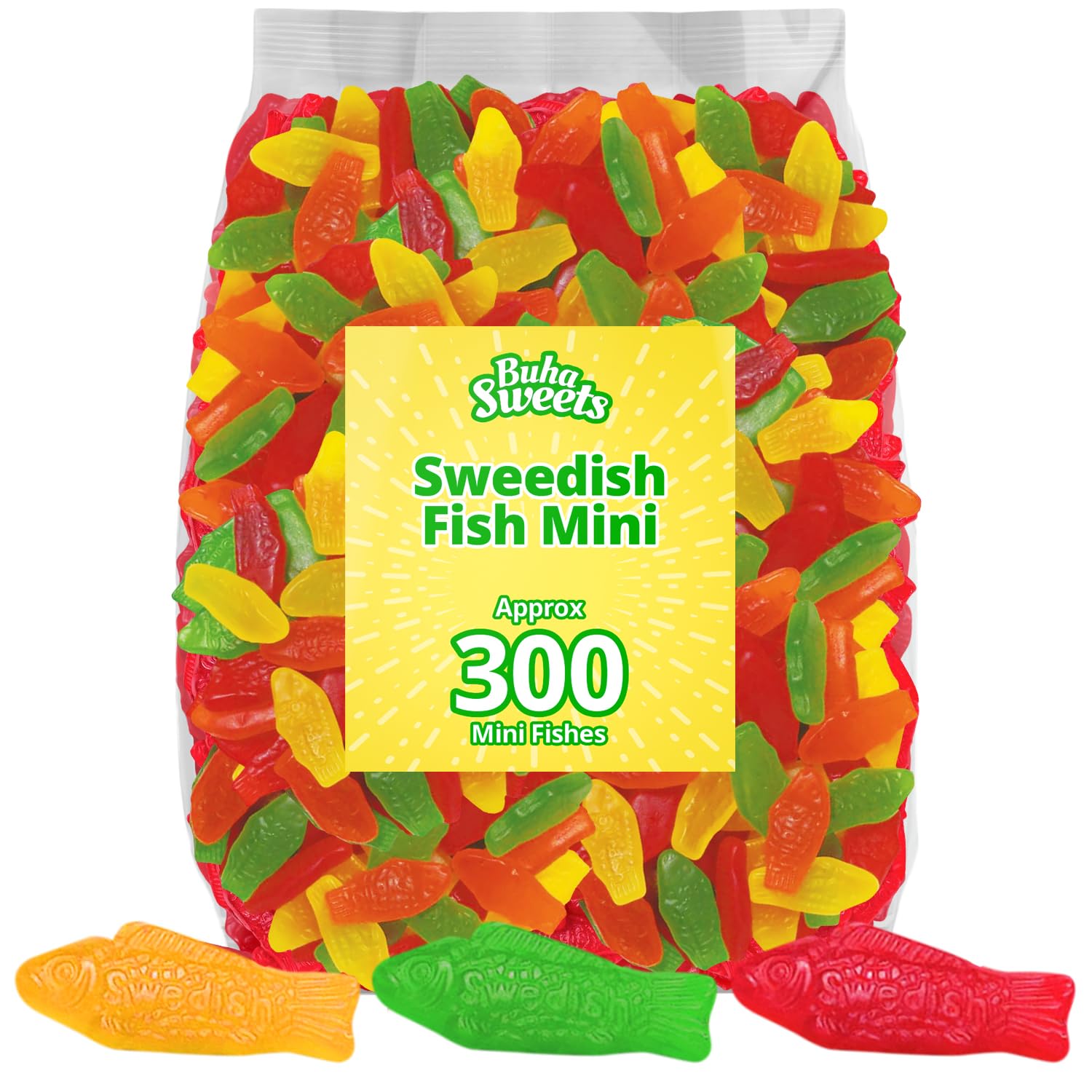 Swedish Mini Assorted Fish Gummy Candy Bulk Bag - Soft & Chewy Candy Fruity Flavor Fun Fish Shaped Gummies For Parties, Snacks, Candy Bowls, and Treat