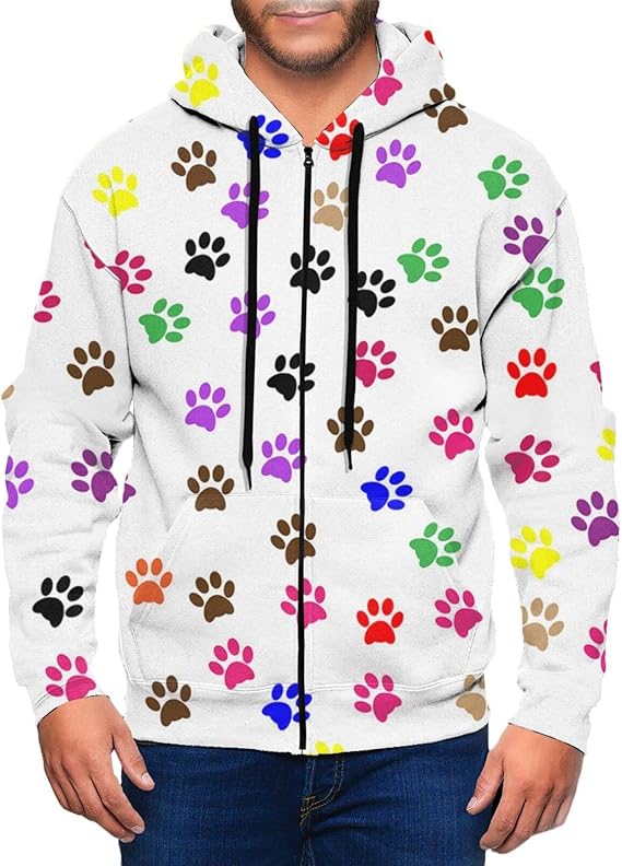 Amazon Co Jp 犬の足跡の壁紙パーカー メンズ 春服 ジッパー長袖 フード付き 春秋冬 大きいサイズ プルオーバー フーディ ファッション ランニングやウオーキングなどのアウトドアはもちろん 通勤 通学 旅行にも重宝します ファッション
