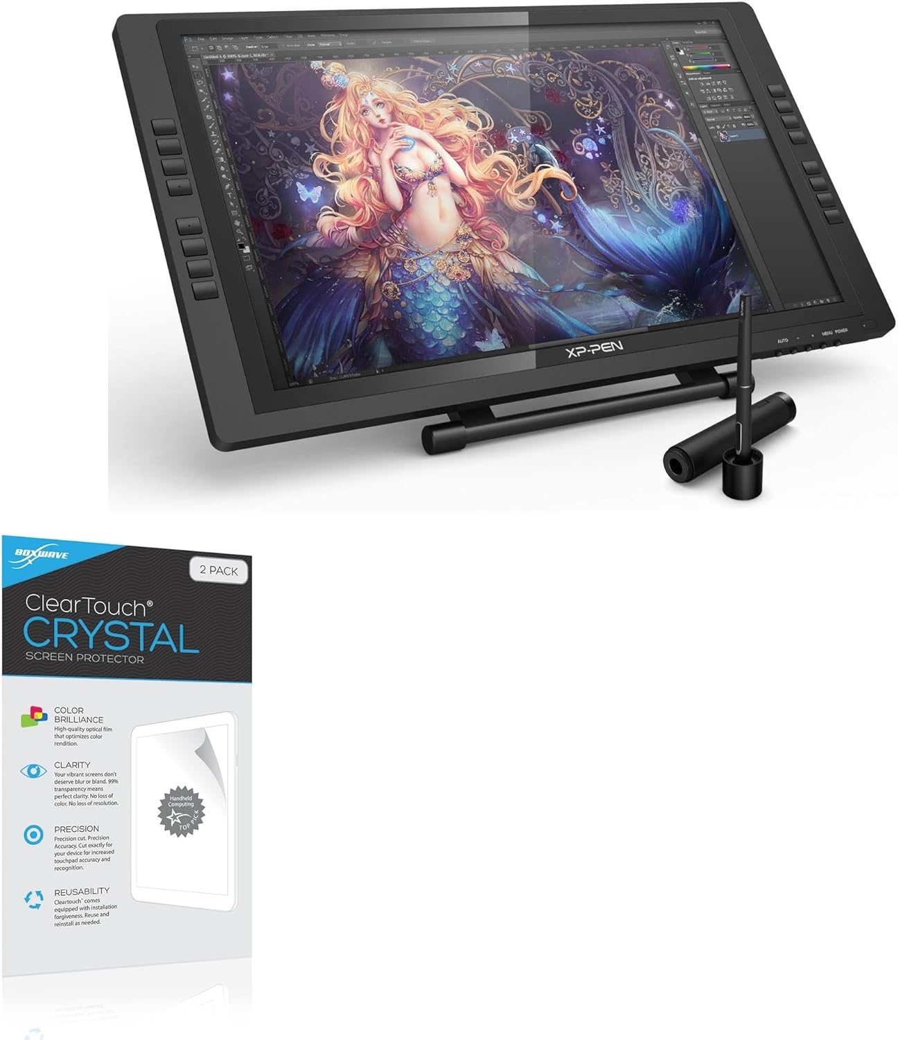 BoxWave Screen Protector Compatible with XP-Pen Artist Display 22E Pro - ClearTouch Crystal (2-Pack), HD Film Skin - Shields from Scratches