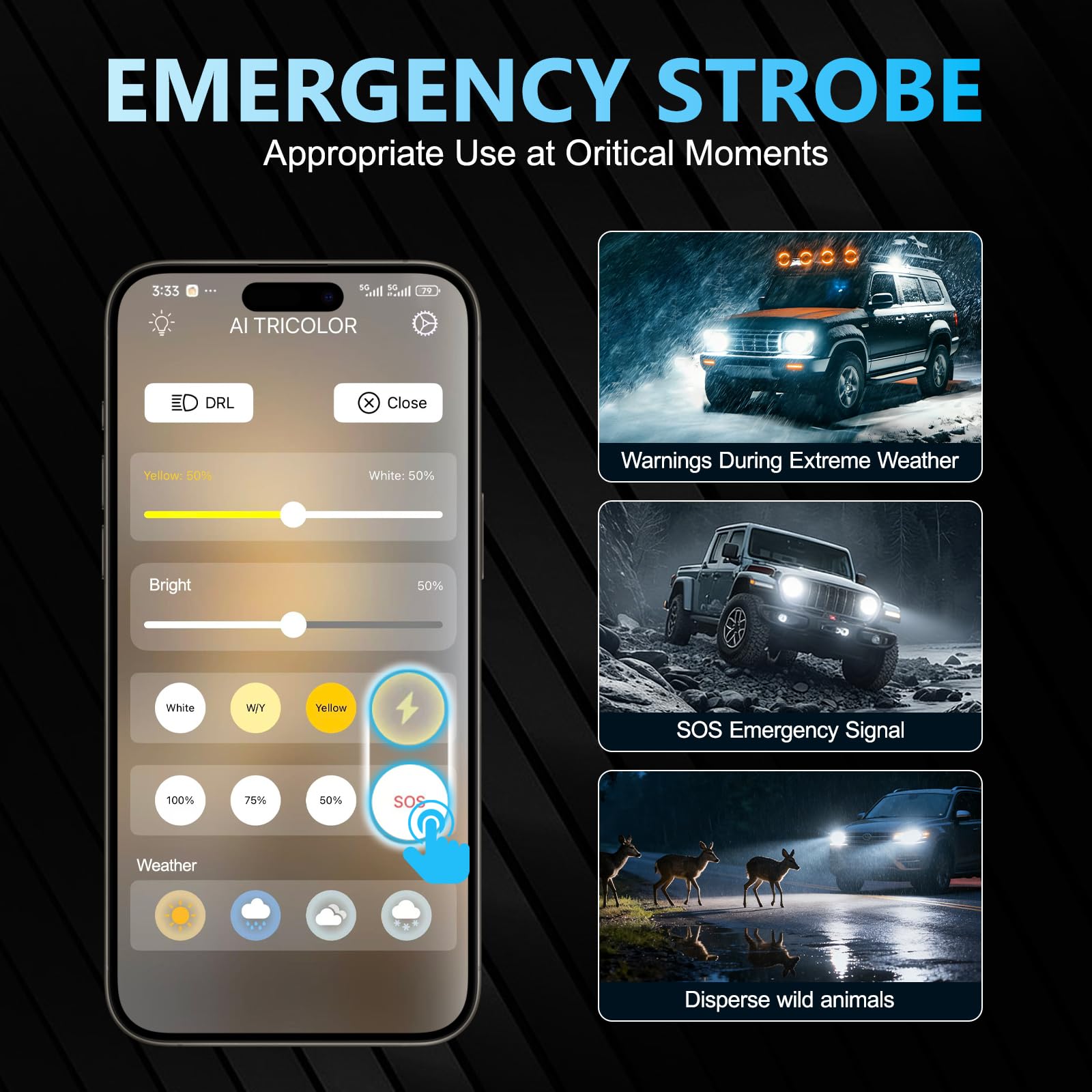Sycreek Smart H7 LED, 0-50000LM 1000% Más Brillante, Soporta Atenuación y Temperatura por APP, 3000K Amarillo a 6500K Blanco Frío para Faro Antiniebla Bluetooth H7, Plug and Play