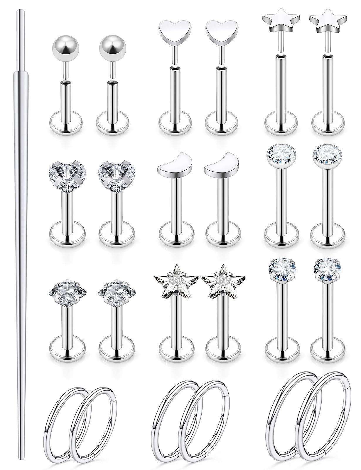 20G 18G 16G bezgwintowy warga labret meduza Monroe kolczyk do nosa biżuteria stal chirurgiczna wąż ukąszenia wargi pierścienie płaskie plecy Push in Cartilage tragus Helix Conch kolczyk sztyfty
