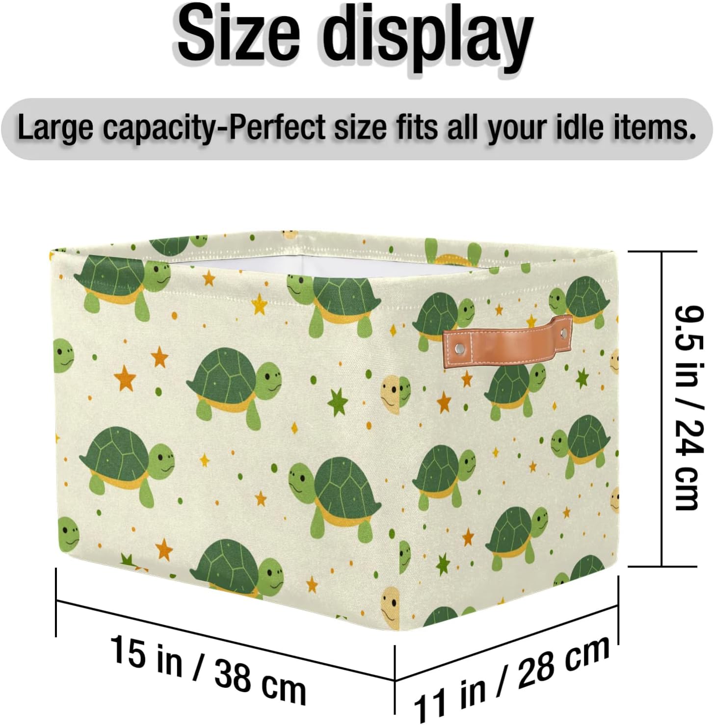 Turtle Storage Basket with Handle Collapsible Storage Bins for Organizing Shelf Toys Clothes