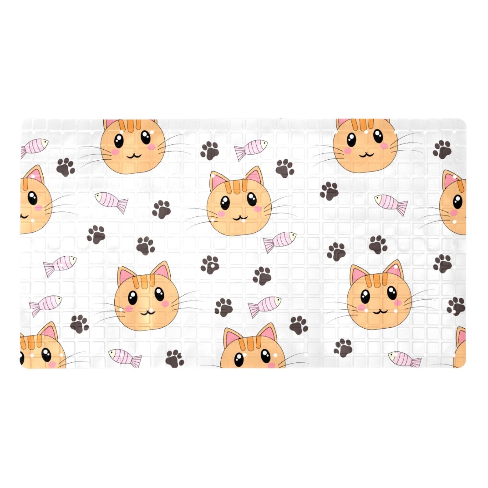 Tapis de bain antidérapant chat 38x68 cm pour douche enfant