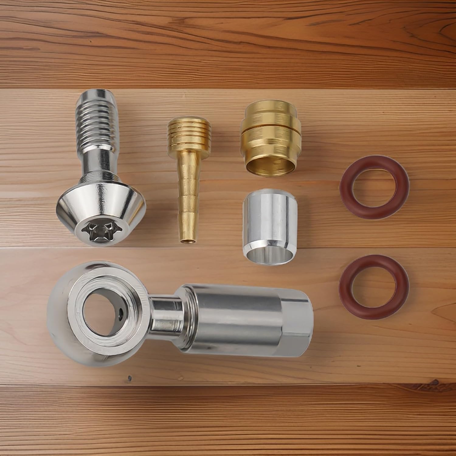 Hydraulic Hose Fitting Insert for Banjo Bolt for MT4 for MT6 MT5 MT7, Silver Metal Brake Line Connector Compatible with Mountain for Bike Hydraulic Brakes, Set(A)