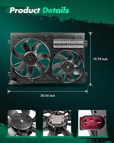 Vista 2 de SCITOO Ventilador de refrigeración del condensador del radiador compatible para Quattro/TT para Passat/Passat CC/Golf/Beetle