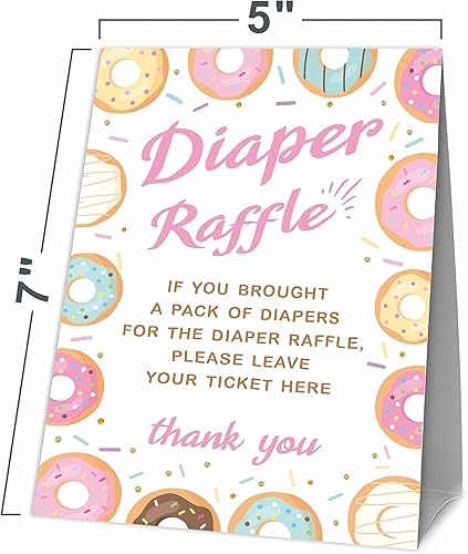 Miniatura 3 de Juegos de baby shower, 1 letrero de pie para rifas de pañales con 50 boletos para rifas de pañales, decoración de fiesta de baby shower con temática