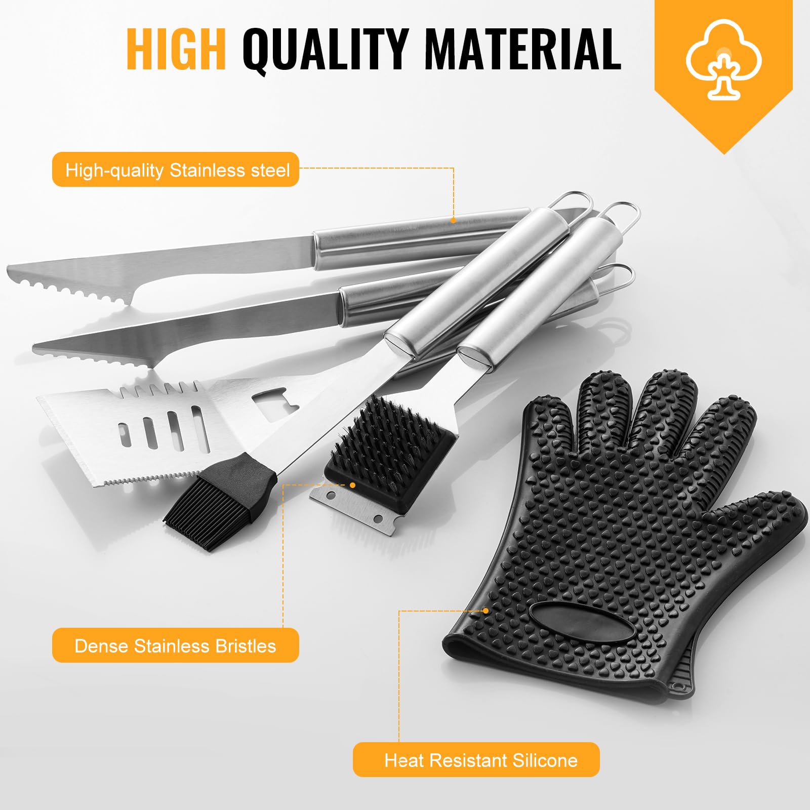 Terlulu 22 accessori per barbecue, accessori per barbecue con custodia in alluminio, set di strumenti per barbecue e campeggio all'aperto, regali per uomini, papà, festa del papà