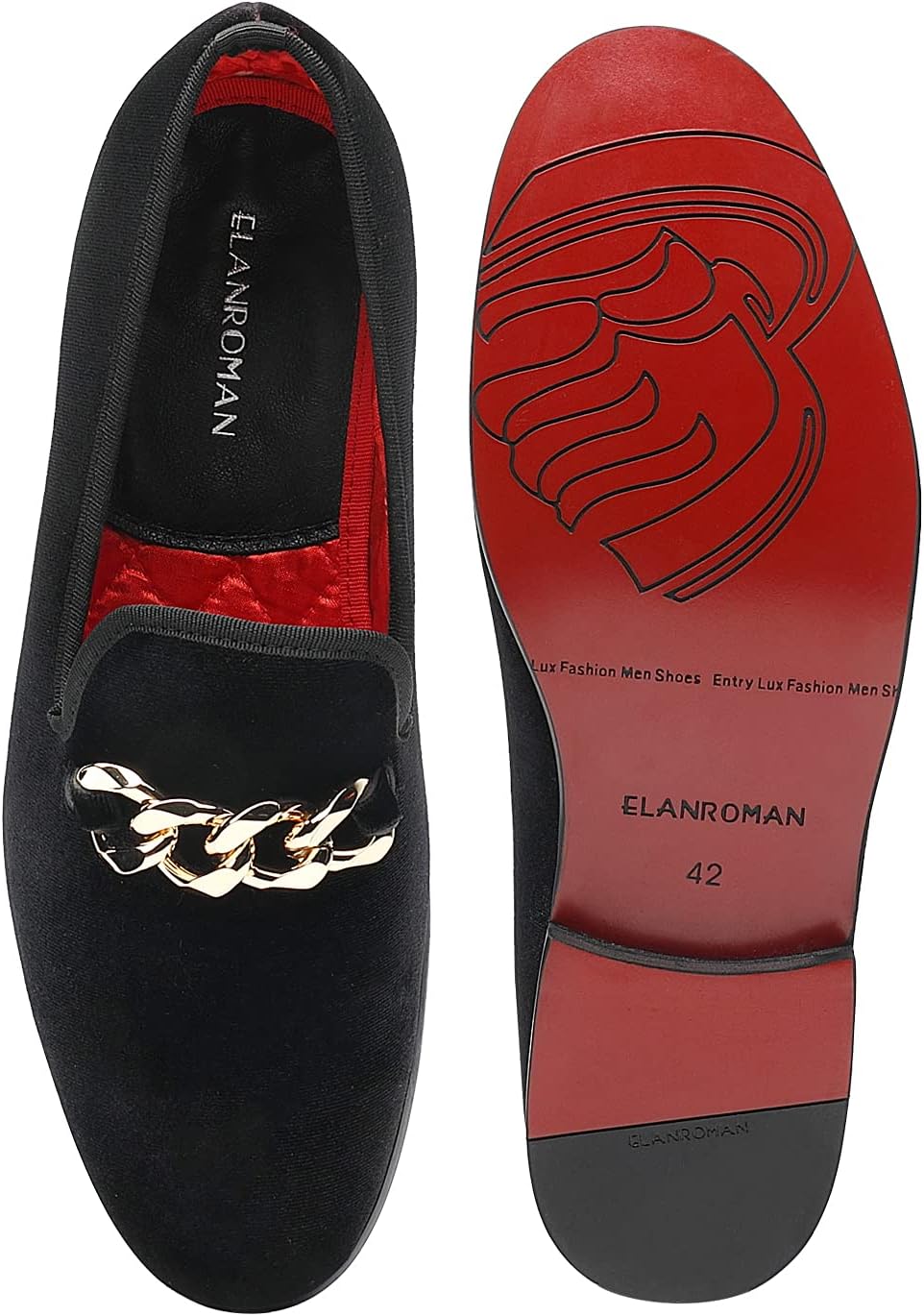 ELANROMAN Men's Loafers Gold Buckle Fashion Handmade Wedding Party Prom Shoes - Image 6