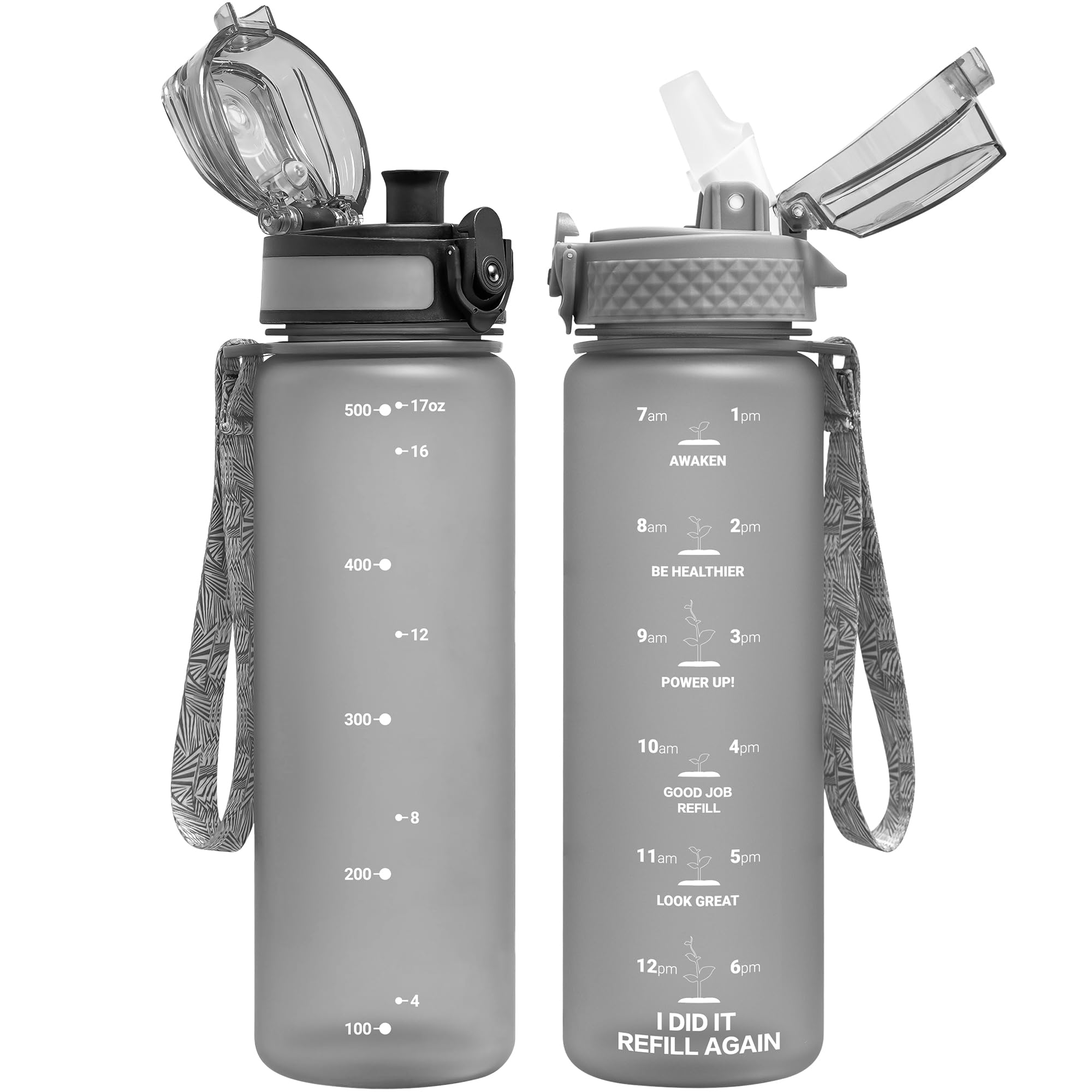 OLDLEY Kids Water Bottle for School, 17 oz (2 lids) BPA-Free Reusable Leak-proof Durable Tritan Plastic Water Bottles with Straw & Chug Lids,