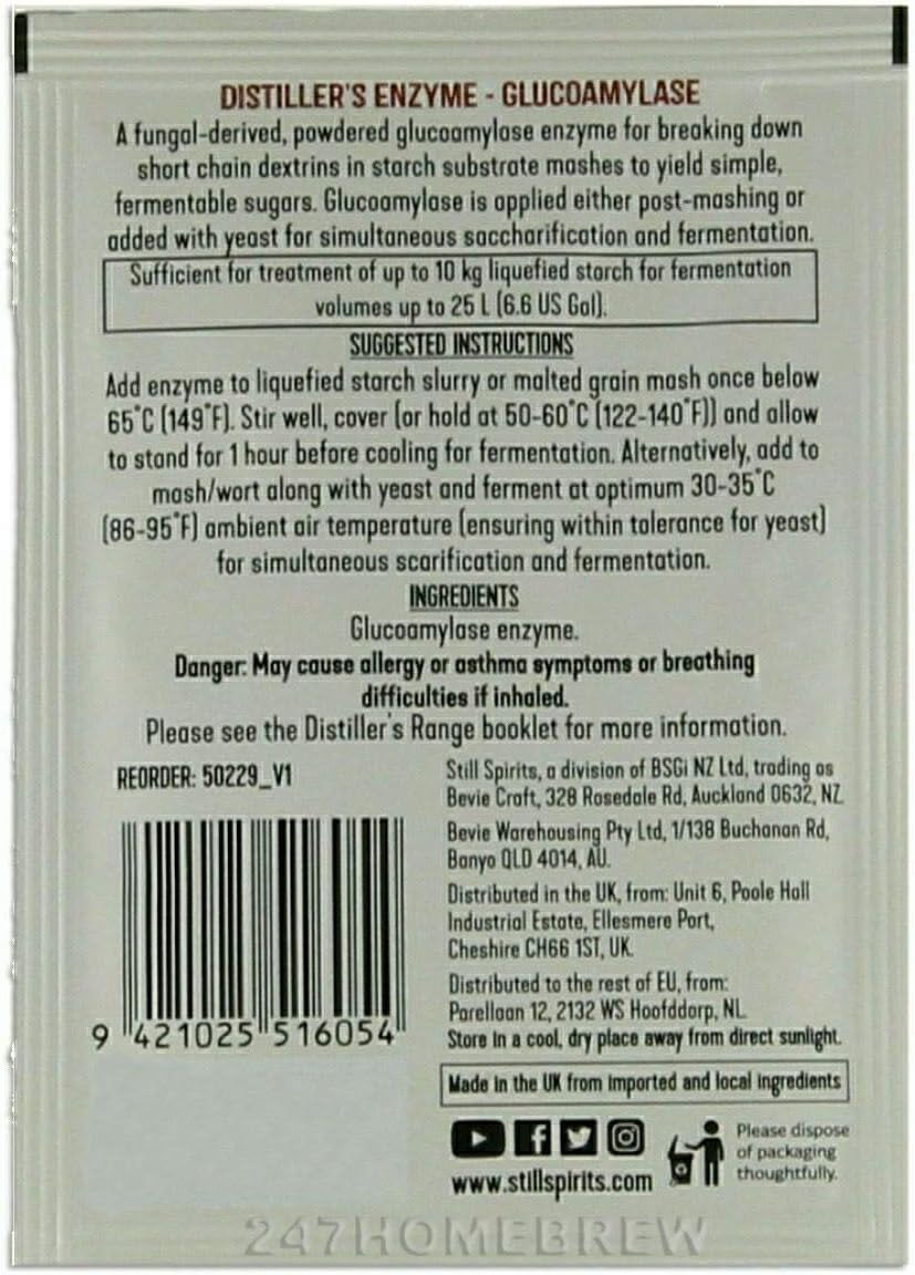 5x Still Spirits Distillers Glucoamylase Enzyme 12g for 25L Gluco-Amylase