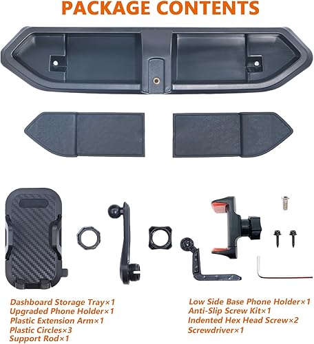 Miniatura 7 de Soporte de teléfono para Jeep Wrangler JL JLU y Gladiator JT 2018-2023, kit de sistema de bandeja de tablero de soporte de teléfono de montaje