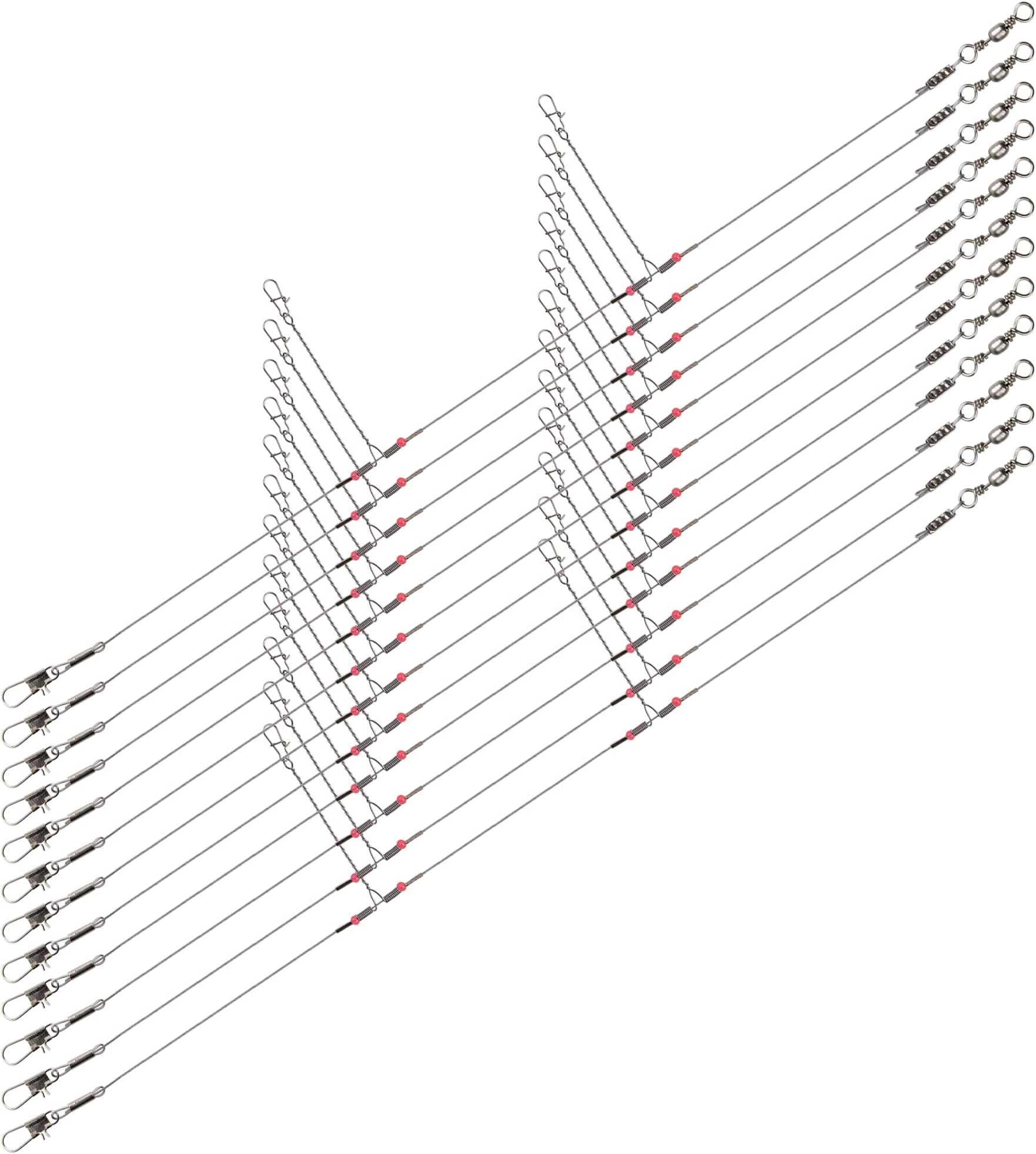 Fishing Leader Saltwater Freshwater,Stainless Steel Fish Rig with Swivel Snap Beads Connector Lure Bait and Hooks Fish Trace Lure Steel Wire Fishing Tackle Kit