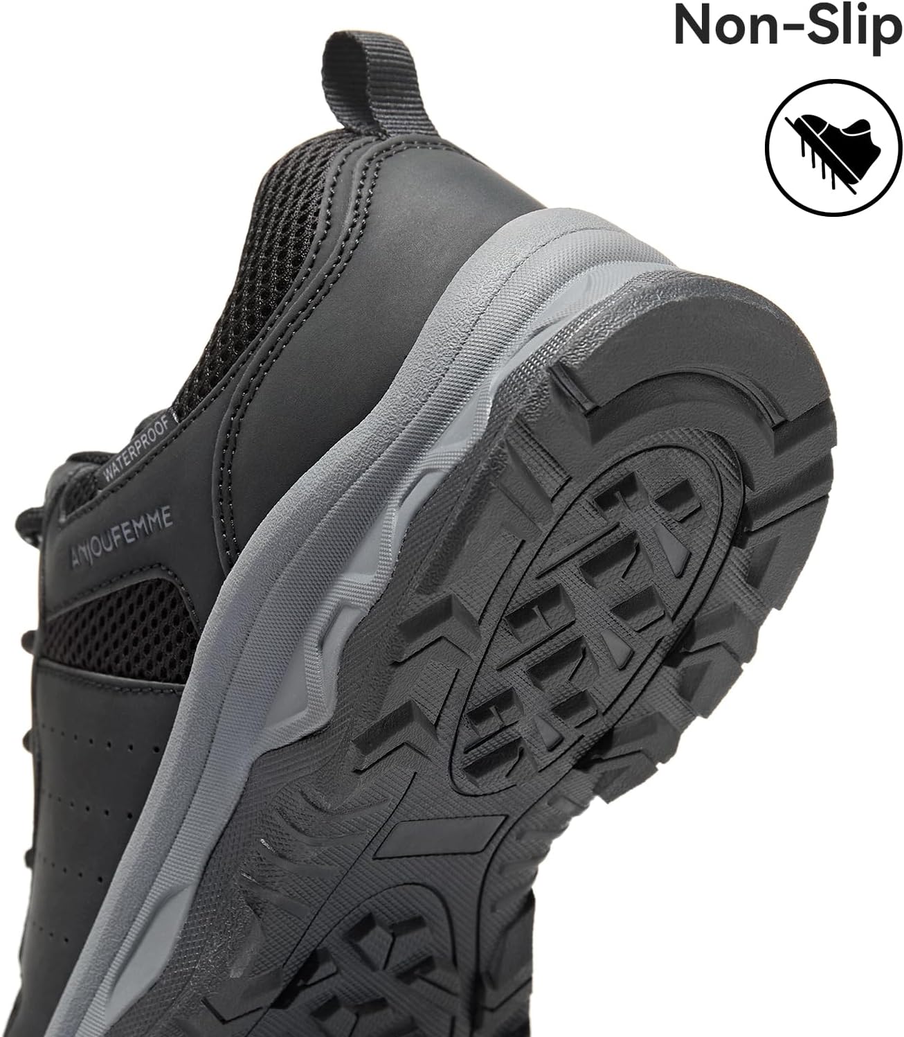 ANJOUFEMME Women's Waterproof Hiking Shoes Non Slip Sneakers Lightweight Tennis Shoes for Work Walking Running Trekking Trail Shoes