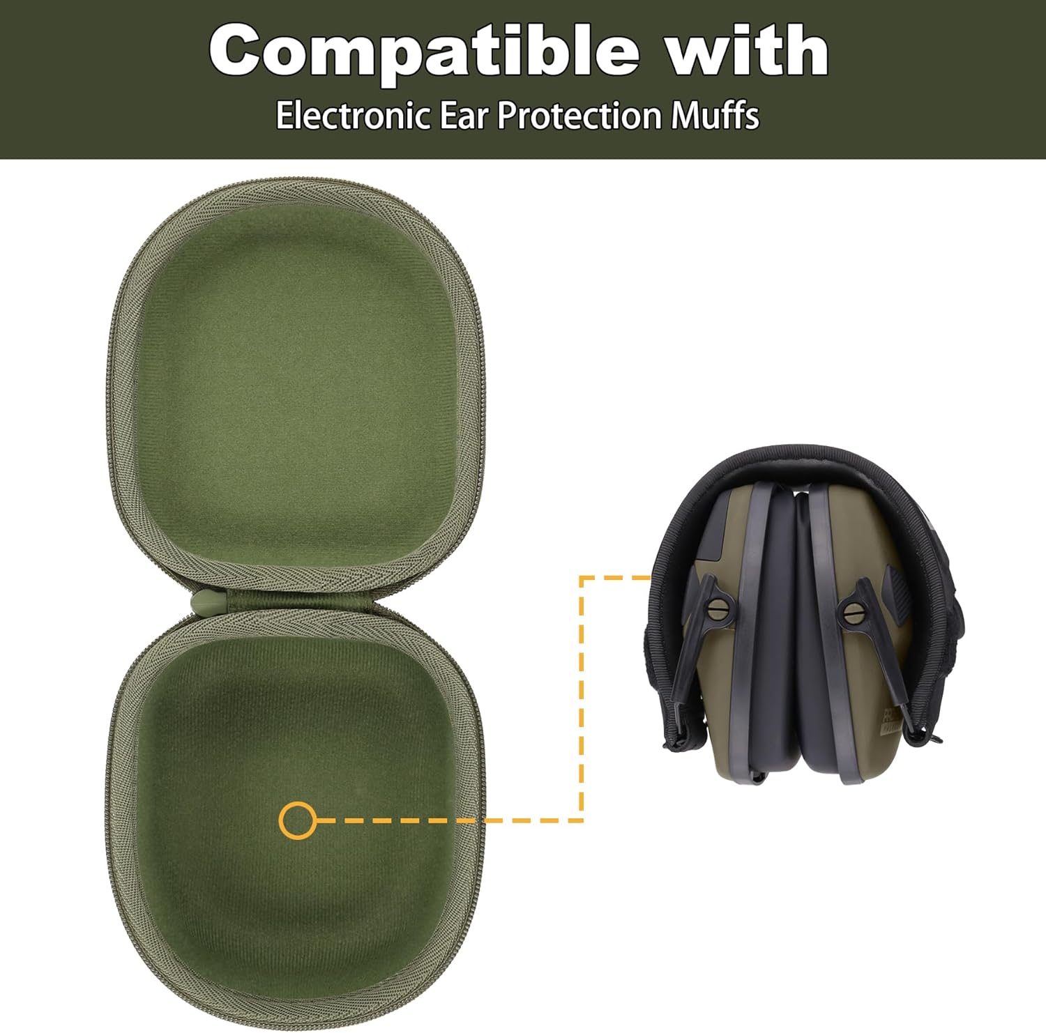Army Green Case for Walkers Razor Slim/Howard Leight/Prohear 066 016 Electronic Ear Protection Muffs and Shooting Glasses