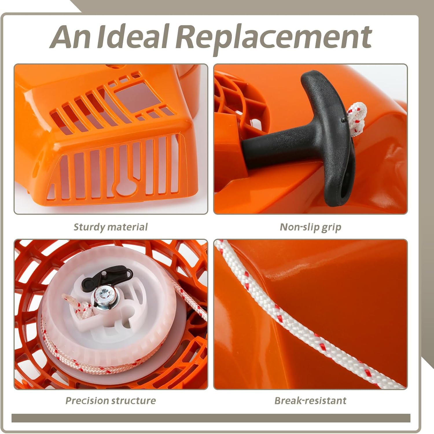 4229 080 2107 Recoil Pull Start Compatible with Stihl Bg50 BG50 Leaf Blower, Recoil Starter Part Red Automatic Pull Cord Return