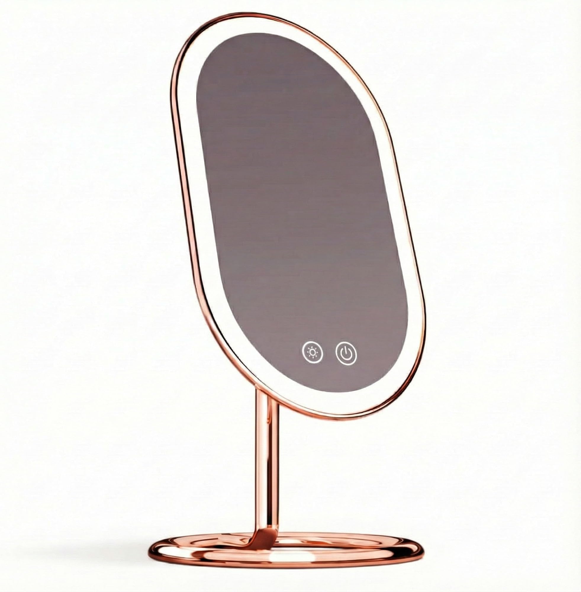 LED Lighted Vanity Makeup Mirror, Rechargeable - Cordless Illuminated Cosmetic Mirror with 3 Dimmable Light Settings, Dual Magnification - Vera (Rose Gold)