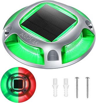 AGPTEK Solar Driveway Light Outdoor 1 Pack, 2 Color Modes LED Deck Dock