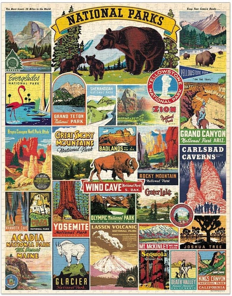 Cavallini Papers & Co. National Parks 1,000 Piece Puzzle, Multi