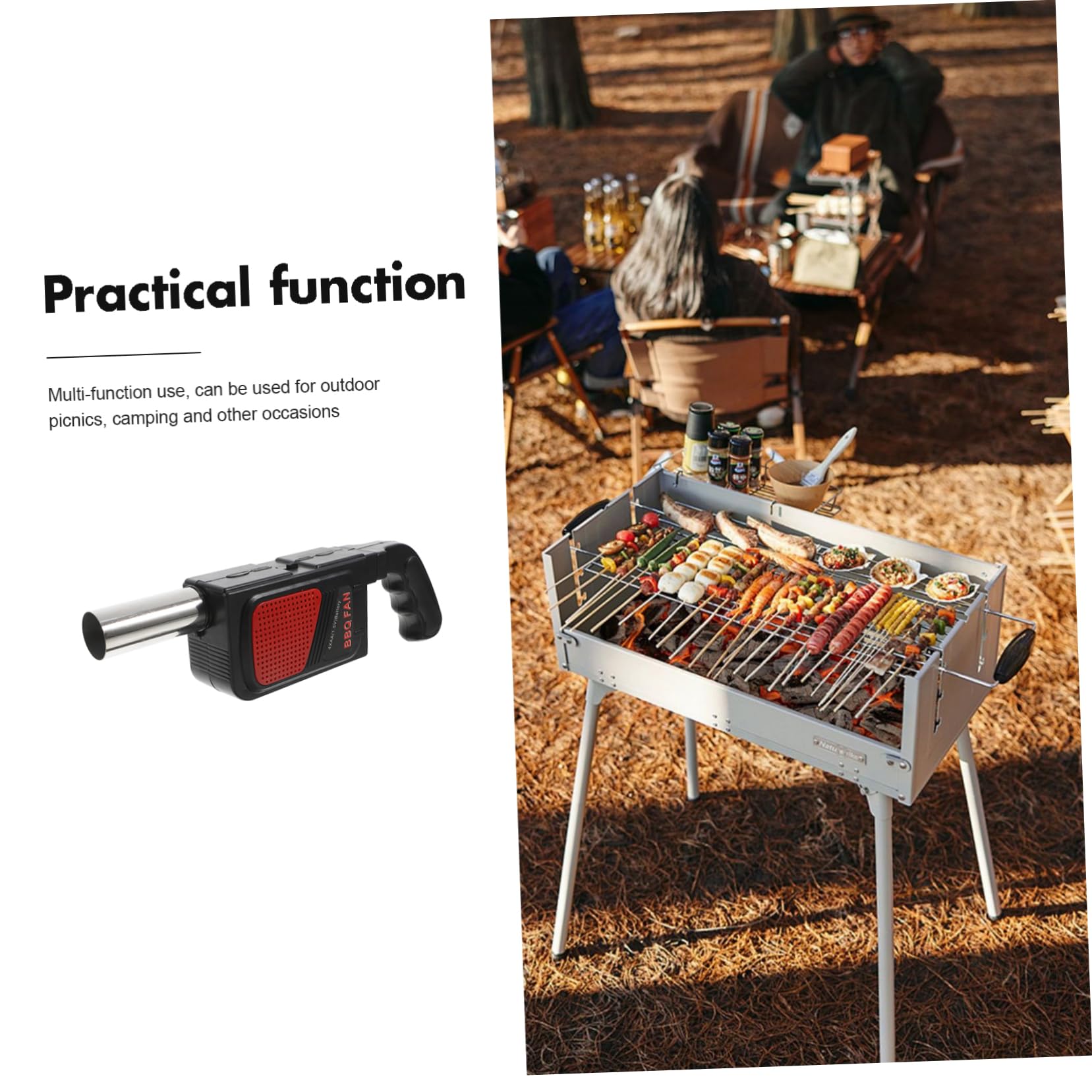ibasenice Soffiatore Elettrico Portatile per Barbecue e Accendifuoco da Campeggio, Set 2 Pezzi Tubo Ventilatore per Combustione Uniforme, Compatto e Alimentato a Batterie Aa per Cucina