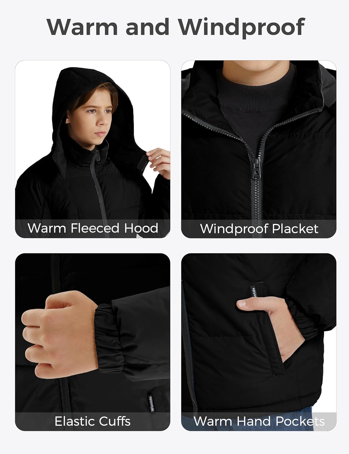 wantdo Boy's Winter Coat Warm Puffer Jacket Waterproof Parka with Hood - Image 6